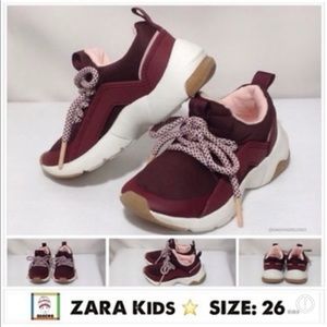 Zara ❤️ Kid's Brown & Burgundy Round Toe Lace Up Sneaker Size 26 (PRE-LOVED)